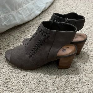 Dark gray suede sling back heels